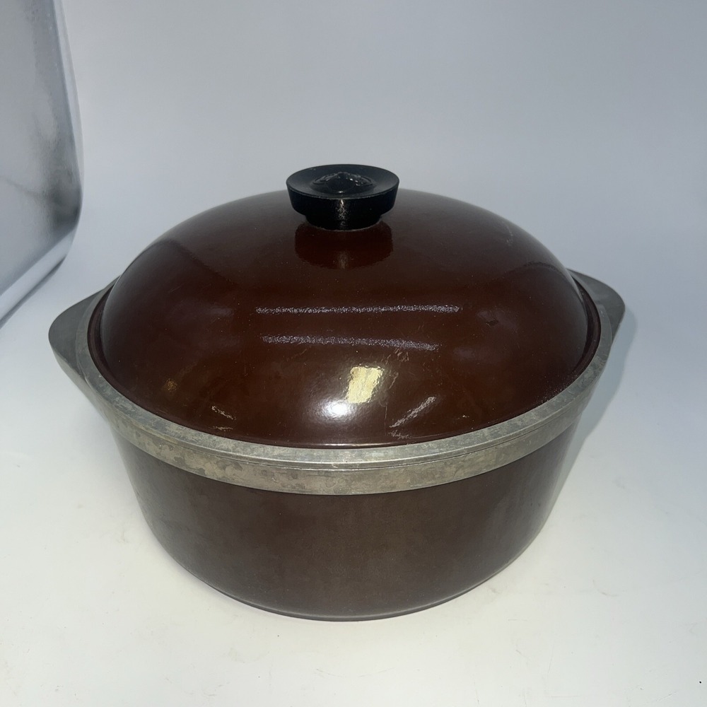Vintage Club Cast Aluminum Brown 4 Quart Dutch Oven Stock Pot w/Lid